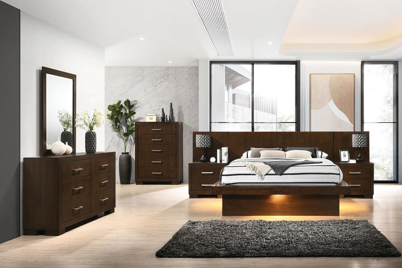 Jessica 6-piece Eastern King LED Bedroom Set Cappuccino - 200711KE-S6P
