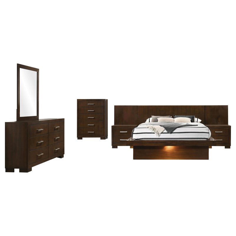 Jessica 6-piece Queen LED Bedroom Set Cappuccino - 200711Q-S6P