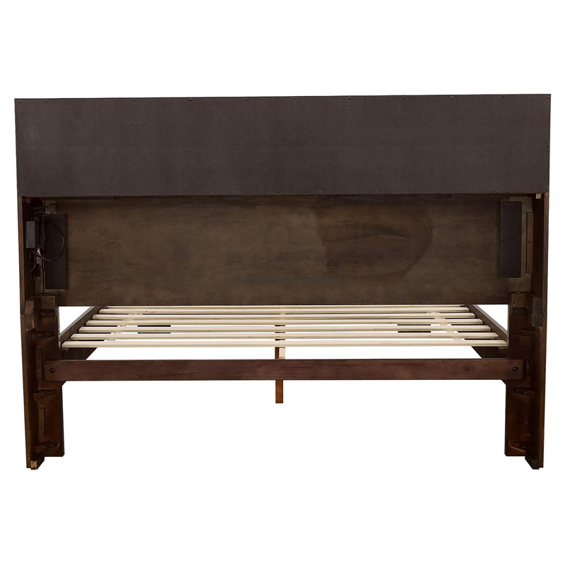 Jessica Eastern King LED Storage Bookcase Bed Cappuccino - 200719KE