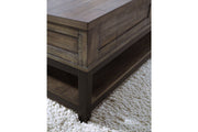 Johurst Grayish Brown Coffee Table with Lift Top - Lara FurnitureCoffee Table