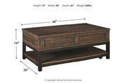 Johurst Grayish Brown Coffee Table with Lift Top - Lara FurnitureCoffee Table
