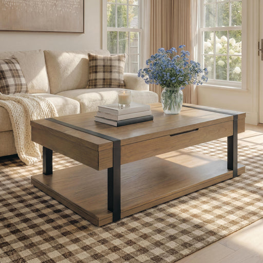 Jorannti Medium Brown Lift-Top Coffee Table - T631-9
