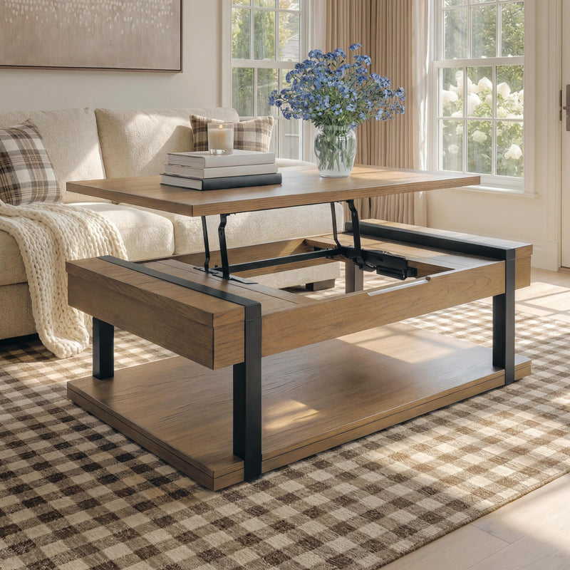 Jorannti Medium Brown Lift-Top Coffee Table - T631-9