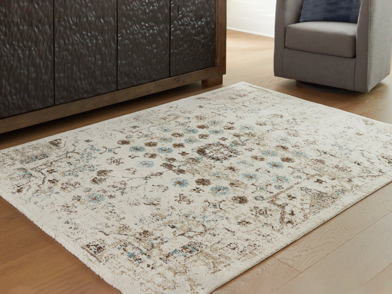 Jossler Ivory/Brown/Teal Large Rug - R407071