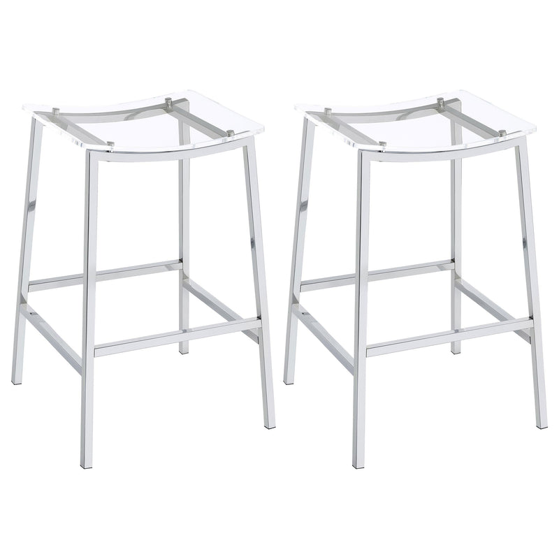 Jovani Acrylic Backless Bar Stool Chrome (Set of 2) - 182359
