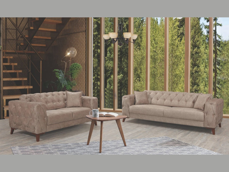 Joza 65" Wide Tufted Extendable Loveseat - Loveseat