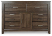 Juararo Dark Brown King Panel Bed, Dresser, Chest and 2 Nightstands - B251B39