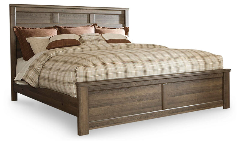 Juararo Dark Brown King Panel Bed, Dresser, Chest and 2 Nightstands - B251B39