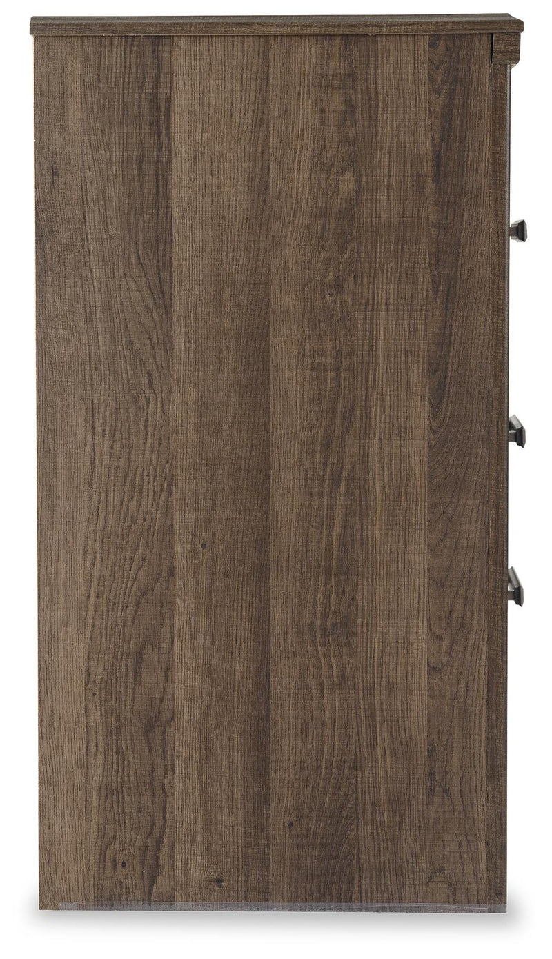 Juararo Dark Brown King Panel Bed, Dresser, Chest and 2 Nightstands - B251B39