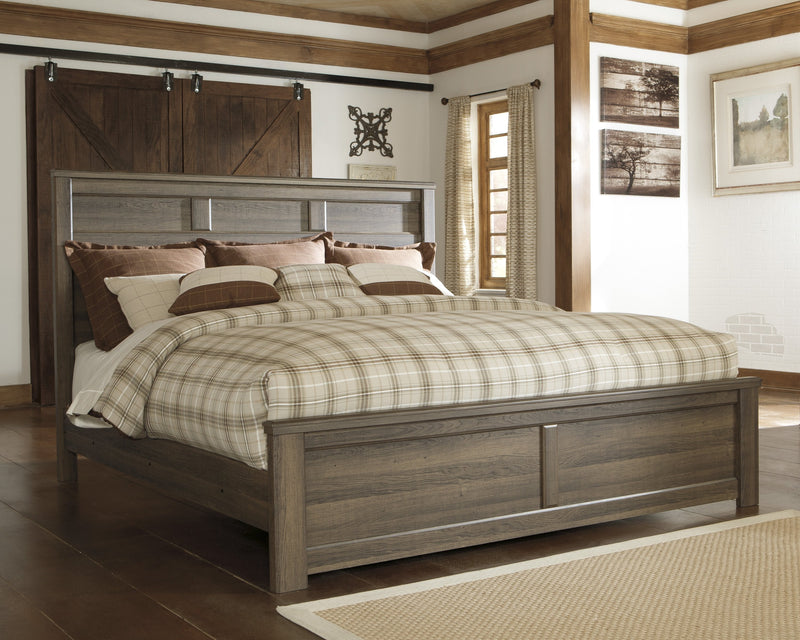 Juararo Dark Brown King Panel Bed - Lara FurnitureKing Bed