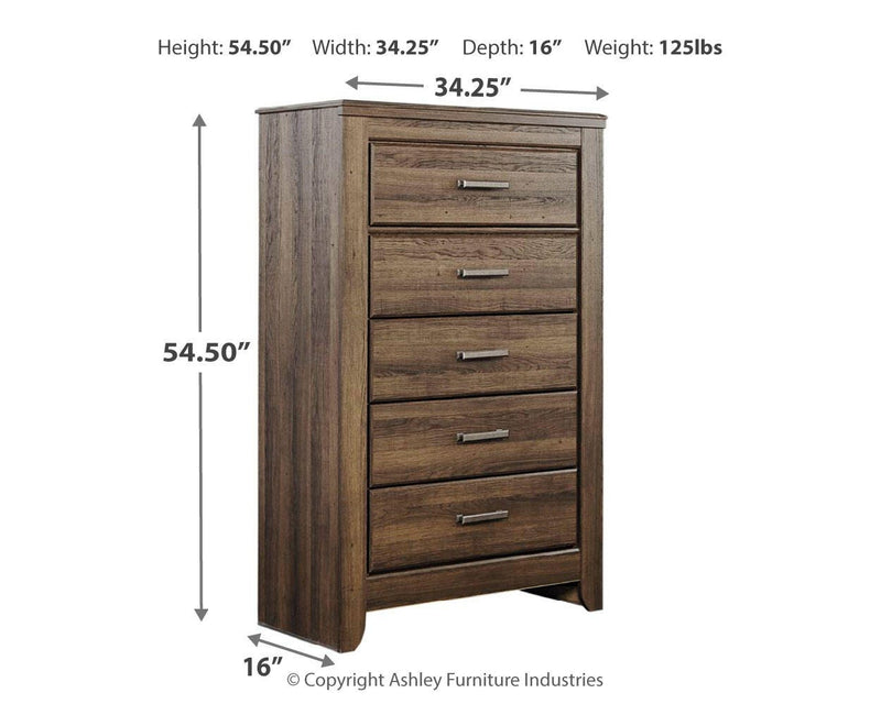Juararo Dark Brown King Poster Bed, Chest and Nightstand - B251B34