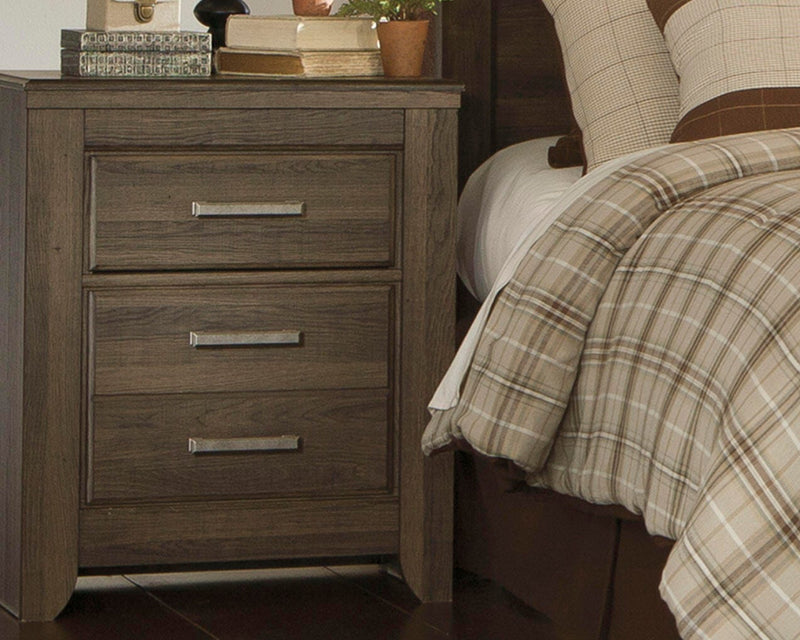 Juararo Dark Brown King Poster Bed, Chest and Nightstand - B251B34