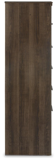 Juararo Dark Brown King Poster Bed, Chest and Nightstand - B251B34