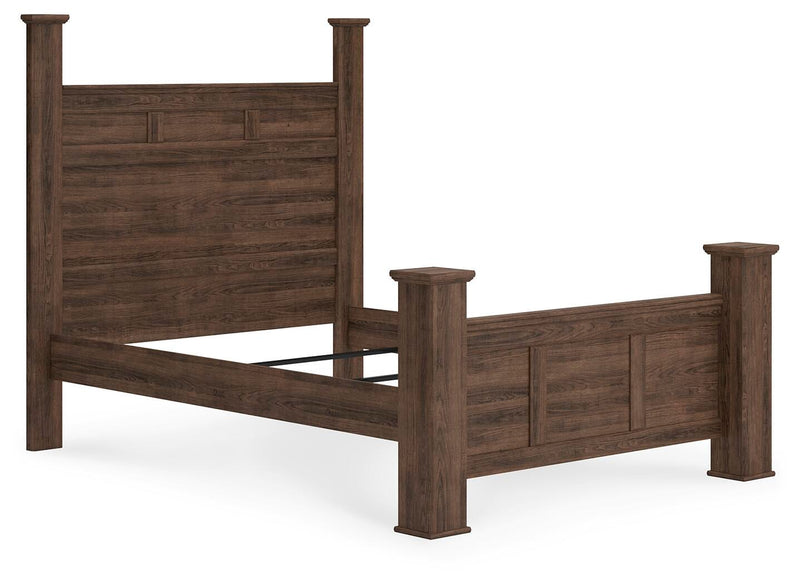 Juararo Dark Brown Queen Poster Bed, 2 Dressers, Mirror and 2 Nightstands - B251B41