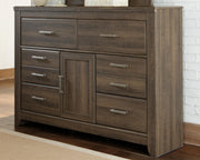 Juararo Dark Brown Queen Poster Bed, 2 Dressers, Mirror and 2 Nightstands - B251B41
