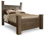 Juararo Dark Brown Queen Poster Bed, 2 Dressers, Mirror and 2 Nightstands - B251B41