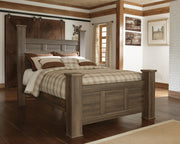 Juararo Dark Brown Queen Poster Bed, Dresser and Chest - B251B44