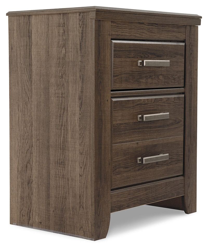 Juararo King Poster Bed with Mirrored Dresser and Nightstand in Dark Brown - PKG014151