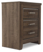 Juararo Queen Poster Headboard with Mirrored Dresser and Nightstand in Dark Brown from Ashley - Lara Furniture