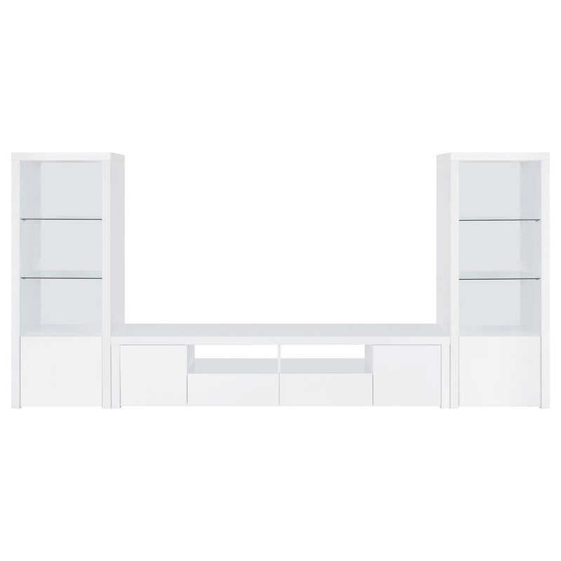 Jude 3-shelf Engineered Wood Media Tower High Gloss White - 704254