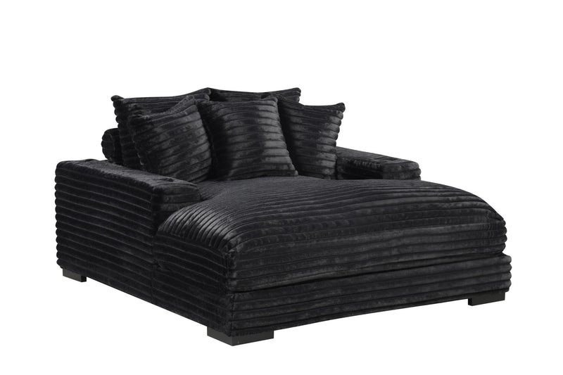 Julia - Black Chaise Lounge with Two Cup Holder, USB Type-C - L720-CH