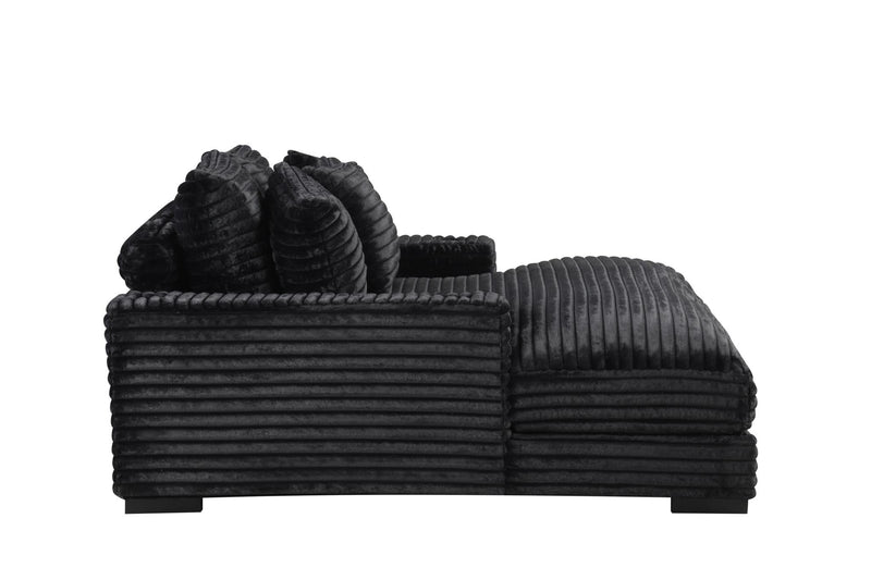 Julia - Black Chaise Lounge with Two Cup Holder, USB Type-C - L720-CH