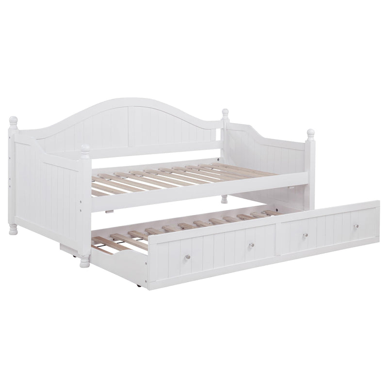 Julie Ann Wood Twin Daybed with Trundle White - 300053