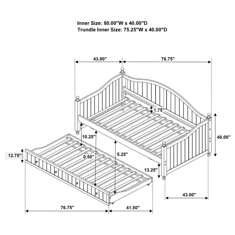 Julie Ann Wood Twin Daybed with Trundle White - 300053