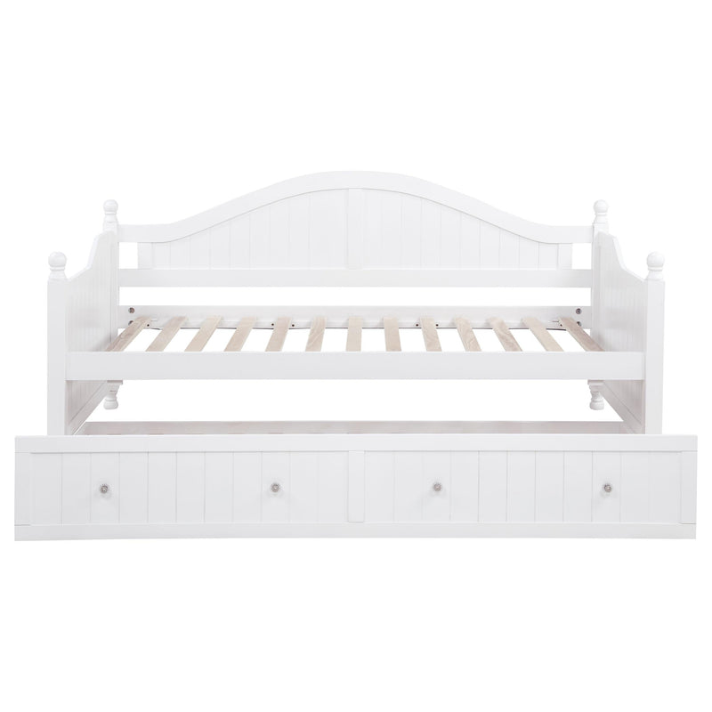 Julie Ann Wood Twin Daybed with Trundle White - 300053