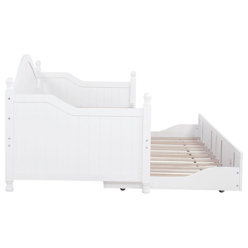 Julie Ann Wood Twin Daybed with Trundle White - 300053