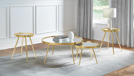 Kaelyn 4-piece Round Coffee and End Table Set Gold - 723918-S3