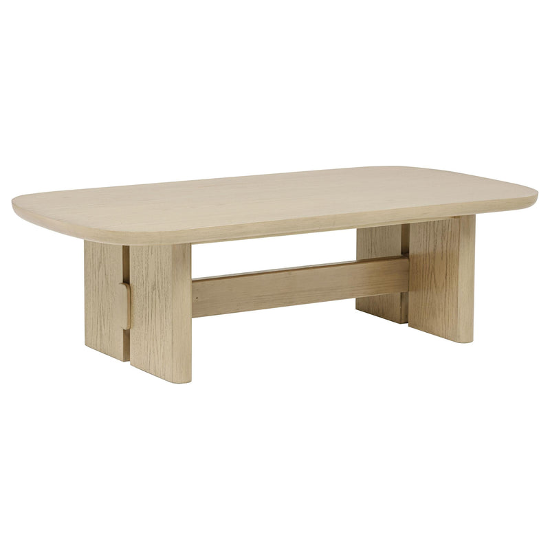 Kailani 2-piece Coastal Coffee and End Table Set Beige Oak - 706588-S2