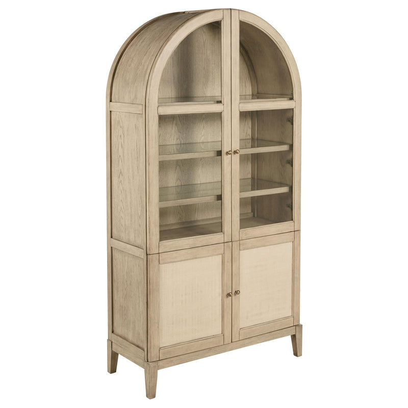 Kailani 4-Door Cane Dining Vitrine Display Cabinet Beige Oak - 109386