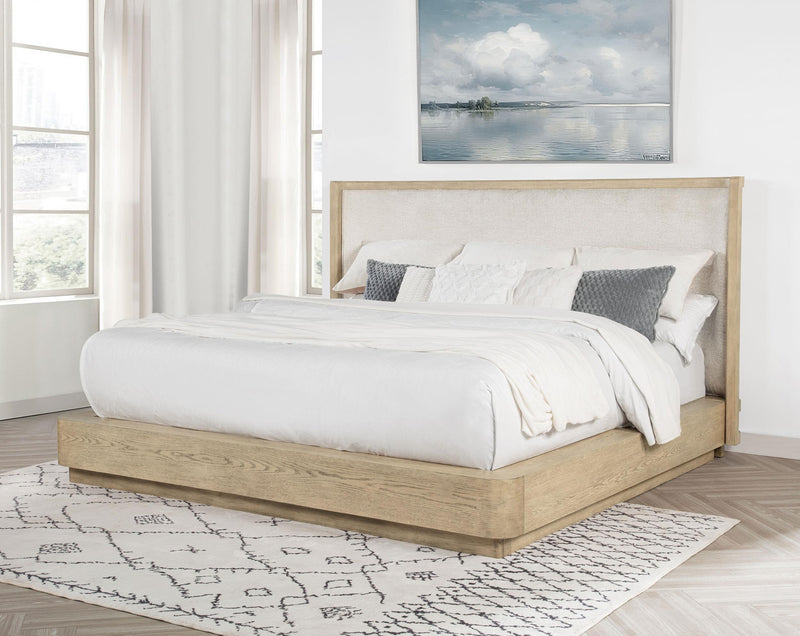 Kailani 52-inch Queen Wingback Bed Beige Oak - 225041Q