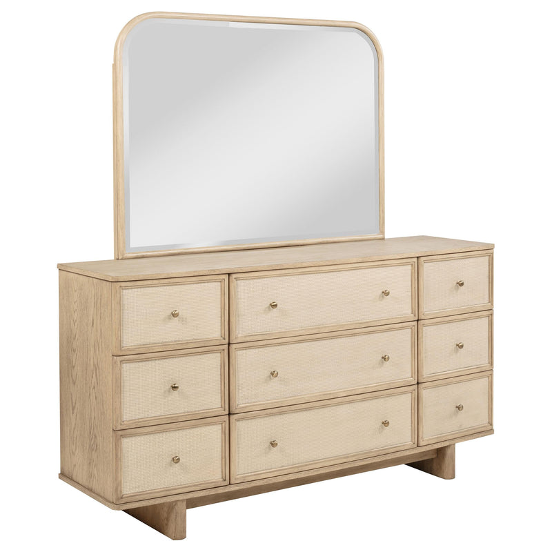 Kailani 9-drawer Dresser and Mirror Beige Oak - 225043M