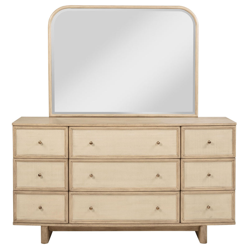 Kailani 9-drawer Dresser and Mirror Beige Oak - 225043M