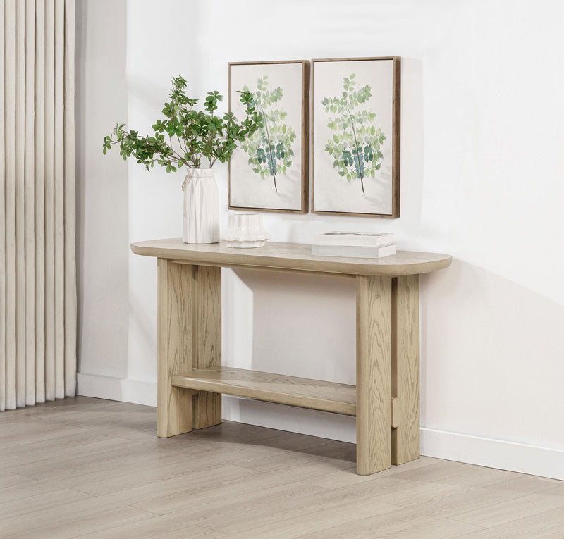 Kailani Coastal Sofa Console Table with Shelf Beige Oak - 706589