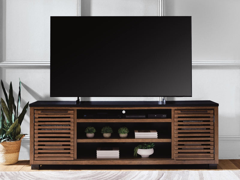 Kallari Warm Brown/Black 84" TV Stand - W737-78