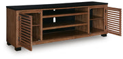 Kallari Warm Brown/Black 84" TV Stand - W737-78