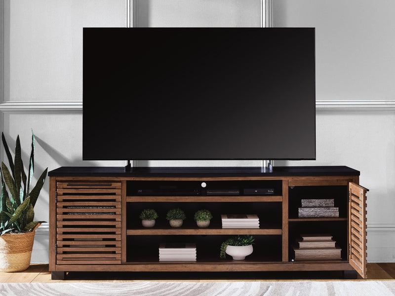 Kallari Warm Brown/Black 84" TV Stand - W737-78