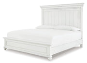Kanwyn King Panel Bed with Mirrored Dresser and 2 Nightstands in Whitewash - PKG007948