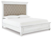 Kanwyn Whitewash King Panel Bed, Dresser, Mirror and 2 Nightstands - B777B31
