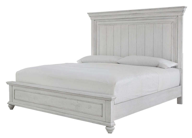 Kanwyn Whitewash King Panel Bed - Lara FurnitureKing Bed