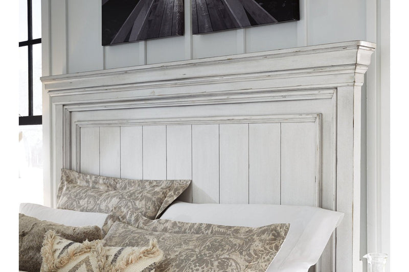 Kanwyn Whitewash King Panel Bed with Storage Bench - Lara FurnitureKing Bed