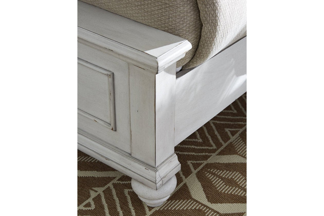 Kanwyn Whitewash King Panel Bed with Storage Bench - Gate FurnitureKing Bed