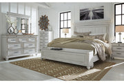 Kanwyn Whitewash King Panel Bed with Storage Bench - Lara FurnitureKing Bed