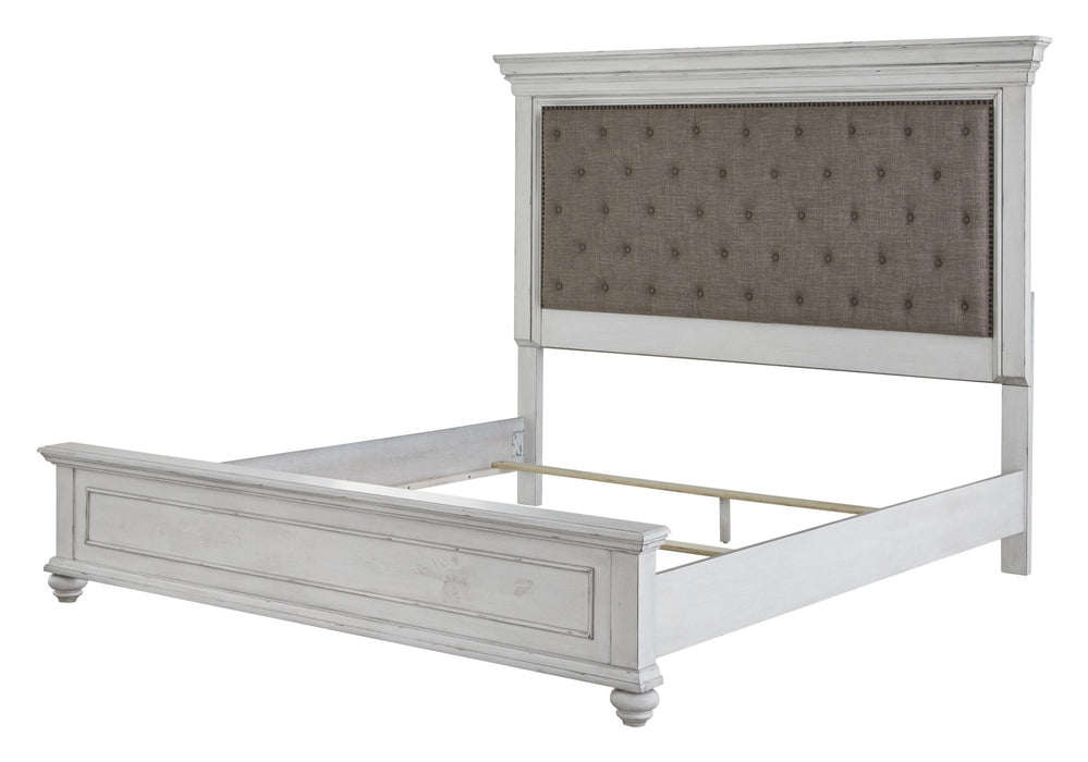 Kanwyn Whitewash King Upholstered Panel Bed - Gate FurnitureKing Bed