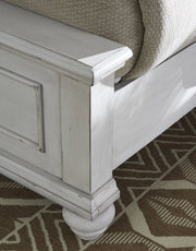 Kanwyn Whitewash King Upholstered Panel Bed - Gate FurnitureKing Bed