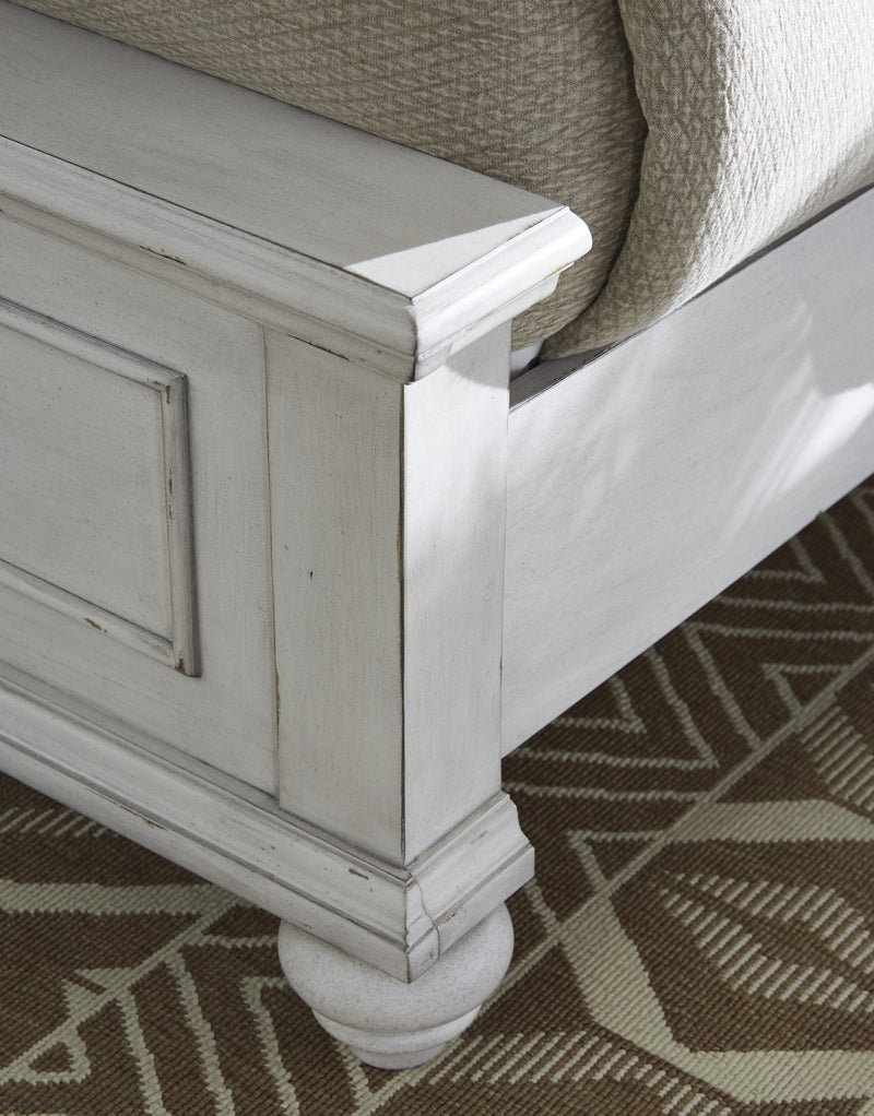 Kanwyn Whitewash King Upholstered Panel Bed - Gate FurnitureKing Bed