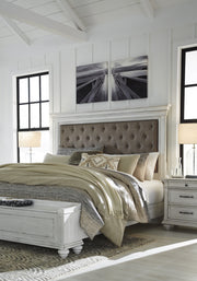 Kanwyn Whitewash King Upholstered Storage Bed - Lara FurnitureKing Bed